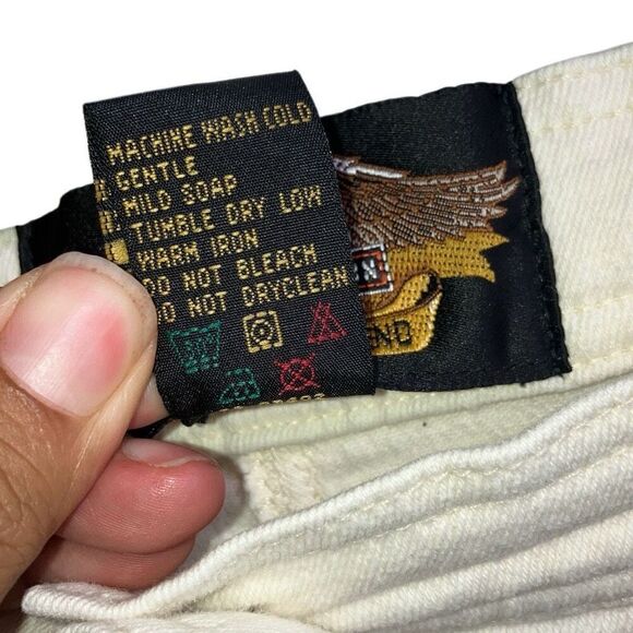 419. Vintage Harley Davidson high rise jeans size 12 in off white - Picture 3 of 8